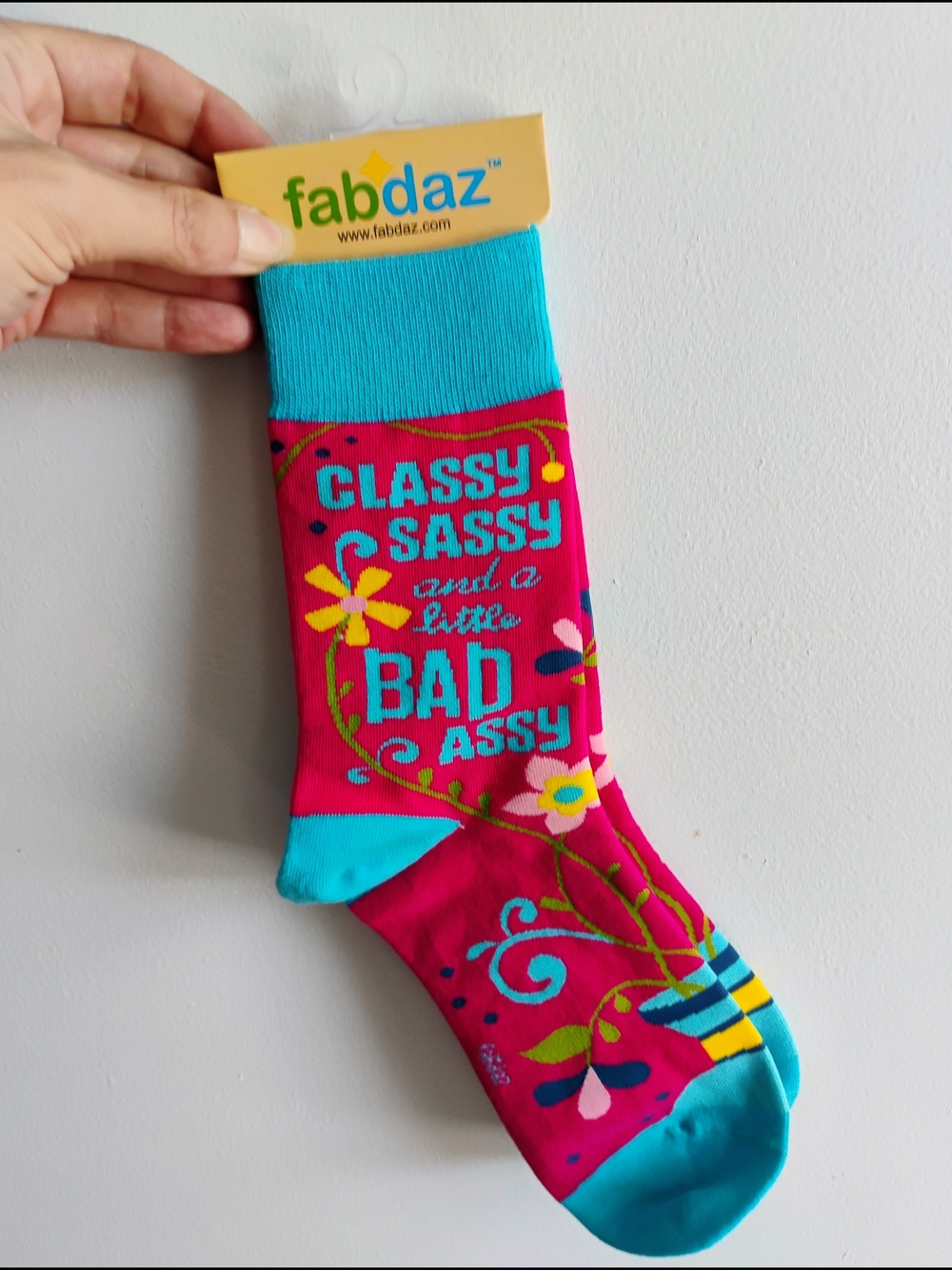 NWT "Classy Sassy" Pink & Turquoise Crew Socks